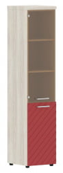 Шкаф колонка комбинированная с топом (левый) Торр ЛУКС ТЛХC 42.2 Л Сосна Эдмонд Красный / Torr LUX TLHC L
