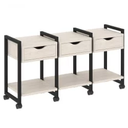 Тумба на колесных опорах наборная. Вариант №4 ЛОФТ ВР.Л-ТН-4.К Металл черный Денвер светлый / LOFT VR.L-TN-4.K