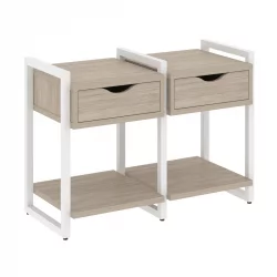 Тумба на регулируемых опорах наборная. Вариант №1 ЛОФТ ВР.Л-ТН-1.О Металл белый Дуб Аттик / LOFT VR.L-TN-1.O