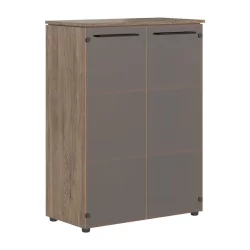 Шкаф со стеклянными дверьми МОРРИС ТРЕНД ММC 85.2 Антрацит Кария Пальмира / MORRIS TREND MMC