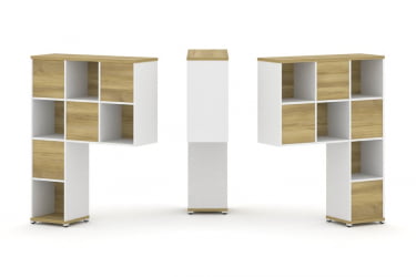 Надставка на стол высокая двухсторонняя + задняя стенка (8 шт.) CОНCЕПТ CН.ДНВ-001 Дуб Винченцо Белый бриллиант Белый металл / CONCEPT CN.DNV-001