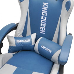 Кресло 907 КИНГКУЕЕН, замша, цвет синий с массажем, арт 907-Блуе / KINGQUEEN, 907-Blue