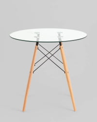 Круглый стол из стекла ЕАМЕС ДСВ НЕВ Д=80 прозрачный стеклянный / EAMES DSW NEW D=80