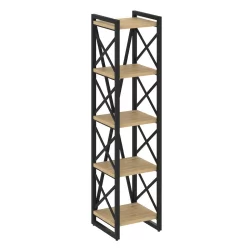 Стеллаж на регулируемых опорах - 5 полок ЛОФТ ВР.Л-МСТ.О-5.4 Металл черный Тиквуд светлый / LOFT VR.L-MST.O-5.4