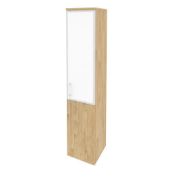 Шкаф высокий узкий правый ОНИКС О.СУ-1.2Р(Р) вхите Тиквуд Светлый / ONIX O.SU-1.2R(R) white