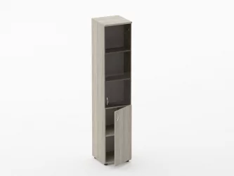 Шкаф высокий со стеклом Твин 16.16.13Пр Дуб Сантана светлый / Twin