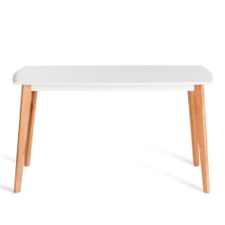 Раздвижной стол Cлаире столешница МДФ, опоры дерево гевея, белый / натуральное дерево, 135 кс 80 кс 75см / Claire x x