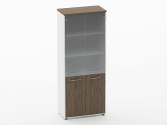 Шкаф 4 широкий верх стеклянные двери, низ закрытый Дека 10.19.171 Дуб Верцаска/Белый / Deka