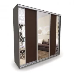 Шкаф-купе 3 двери с зеркалом Акцент-Вера КР 2100х600  Венге