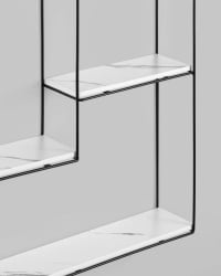 Полка Скуаре черная Белый мрамор / Square