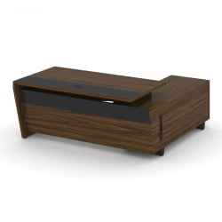 Стол руководителя с опорной тумбой, левый Корнер CОР.СРТ-18(Л) Орех Лоренцо Графит / Corner COR.SRT-18(L)