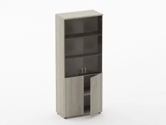 Шкаф высокий со стеклом Твин 16.16.131 Дуб Сантана светлый / Twin