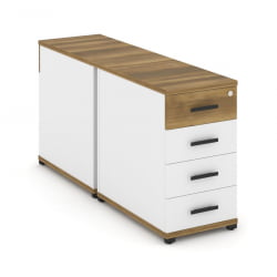 Тумба двухсторонняя опорная приставная с 4-мя ящиками CОНCЕПТ CН.ДТГО-002 Б/В Сандал Янтарный Белый бриллиант Черный / CONCEPT CN.DTGO-002 B/W