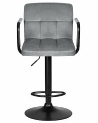 Стул барный ДОБРИН КРУГЕР АРМ БЛАCК (серый велюр (МДЖ9-75)) / DOBRIN KRUGER ARM BLACK (MJ9-75))