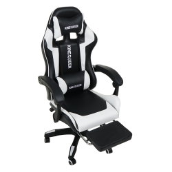 Геймерское кресло 1206 КИНГКУЕЕН цвет черный/белый с массажем 1206-блаcк-вхите-масс / KINGQUEEN 1206-black-white-mass