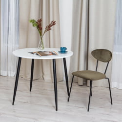 Круглый стол УРАНУС ЛДСП/металл, 90кс90кс77 см, Белый/Черный / URANUS 90x90x77