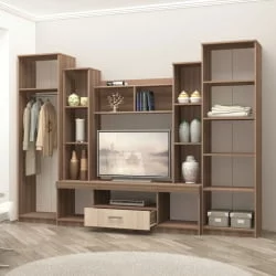 Классическая стенка в гостиную Атлантида 2 Б Ясень шимо темный Ясень шимо светлый