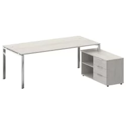 Стол рабочий руководителя с опорной тумбой левый МЕТАЛ СЙСТЕМ ДИРЕCТ БГ.СРТ-6.9 Пр Дуб Наварра / METAL SYSTEM DIRECT