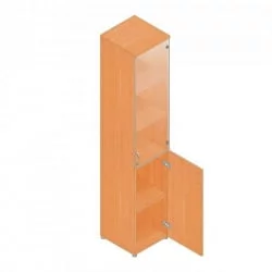 Шкаф для документов узкий с прозрачными стеклами Р.П-2СБ бук Бавария