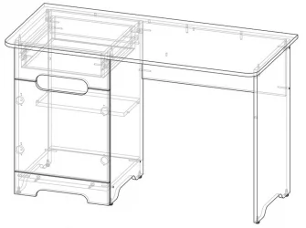 Стол Палермо-3 Юниор Белый глянец Ясень шимо светлый Синий