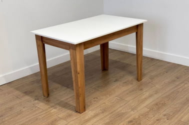 Стол обеденный раздвижной Цезарь белое дерево/дуб крафт золотой