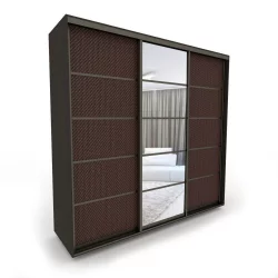 Трехстворчатый шкаф Акцент-Квадро КВ 1500х600 Венге/Бронза