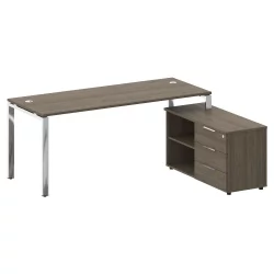 Стол рабочий руководителя с опорной тумбой левый МЕТАЛ СЙСТЕМ ДИРЕCТ БГ.СРТ-5.7 Пр Вяз Благородный / METAL SYSTEM DIRECT