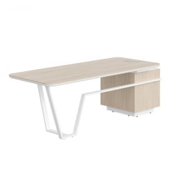 Стол руководителя левый Лине СФ-571102.1 Дуб светлый Белый / Line