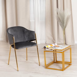 Стол квадратный Сеcрет Де Маисон КУАТТРО ( мод. 14153 ) алюминиевый сплав/мрамор, 41*41*41 см, золотой/белый мрамор / Secret De Maison QUATTRO mod.