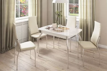 Стол обеденный раздвижной Танго Белый-Орхидея