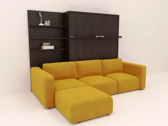 Диван кровать-трансформер Смарт 1 с пуфом 3-в-1 1600 левый Белая шагрень