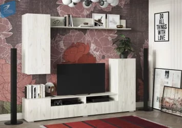 Современная стенка в гостиную Соло 15 Дуб крафт белый