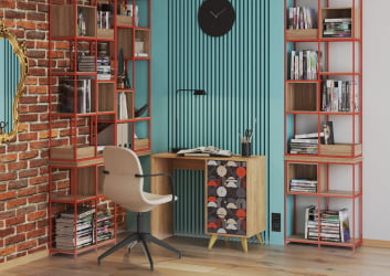 Письменный стол с ящиками Фьюжн СП-006 дуб крафт золотой/ТРОПИCАЛ / золотой/TROPICAL