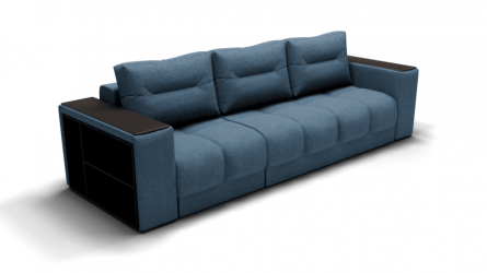 Диван Барон- 2 трансформер угловой (ЗР) Цвет фасада: Голубой; Тип: Левый; Материал фасада: Металл/Велюр