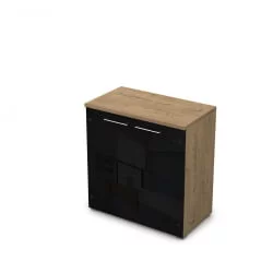 Шкаф низкий со стеклом ГЛОСС ЛИНЕ 9НШ.023.4 Теаквоод / GLOSS LINE Teakwood