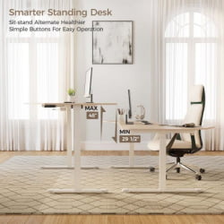 Стол компьютерный с электроприводом Еурека ЕРК-ЕДИ-ФС-МВ (Фан шапед), клен / Eureka ERK-EDI-FS-MW (Fan shaped),