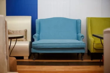 Диван с деревянными ножками Денди Голубой