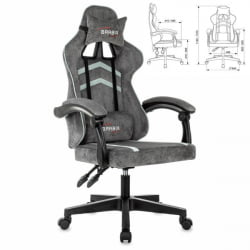 Кресло компьютерное БРАБИКС Шоотер ГМ-12, 2 подушки, ткань, серое / BRABIX Shooter GM-12,
