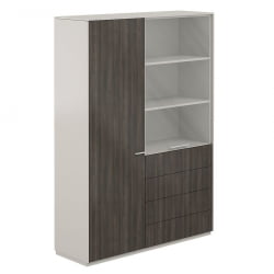 Шкаф высокий двойной с отделением для одежды Атлас НЗ-0303+НЗ-0302.ГС.БТСерый камень Бренсон Трюфель / Atlas NZ-0303+NZ-0302.GS.BTСерый