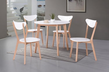 Стол обеденный раскладной БОСCО (Боско) основание бук, столешница мдф, 120+30*80см, Белый+Натуральный ( Бук) / BOSCO