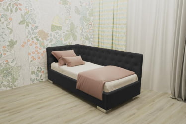 Детская кровать 120 190 ВЕРСАЛЬ БЕЗ ОСНОВАНИЯ (БЕРХОУСЕ) Материал фасада: Металл/Велюр; Спальное место: 1200х1900; Цвет: Темно серый / (BERHOUSE)