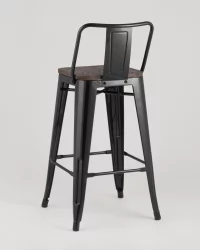 Стул полубарный Толикс Воод со спинкой Черный / Tolix Wood