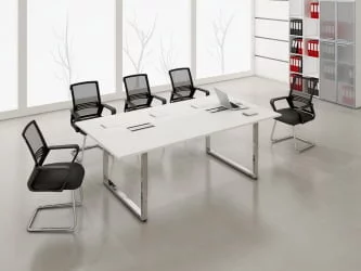 Стол системы БЭНЧ, переговорный, конечный ГЛОСС ЛИНЕ НСПК-П.927 Белый Премиум / GLOSS LINE