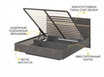 Кровать с подъемным механизмом Монако 902.36 Оникс Десерт серый