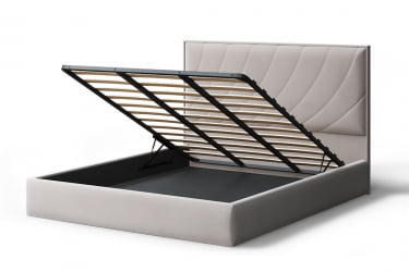 Кровать СОФИЯ 2000*1200мм (без опор), велюр НЕО 02 (бежевый), (б/основания, б/матраса) / NEO