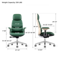 Эргономичное компьютерное кресло руководителя Еурека ОC21 Пауло (Наппа кожа), зеленое / Eureka OC21 Paulo (Nappa