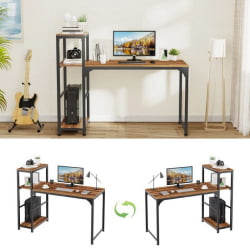 Стол письменный (для компьютера) со стеллажом ЕУРЕКА ЗКС-СХ140А-РВ с шириной 140 см Реcлаимед Воод / EUREKA ZX-SH140A-RW Reclaimed Wood