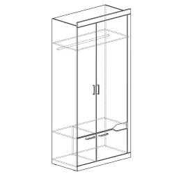 Шкаф для платья и белья 2-х дверный Ронда №318 Венге Белый глянец