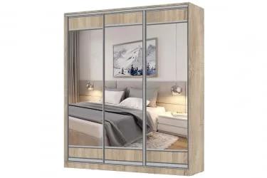Шкаф-купе 3-х дверный Виктория 2000х584х2300, Дуб сонома светлый 20ДЛЗЛДЛЗЛДЛЗЛ-ЯЯПП-Дсс 310-3354