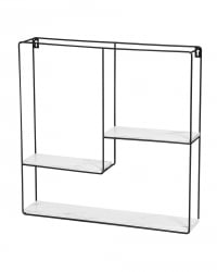 Полка Скуаре черная Белый мрамор / Square